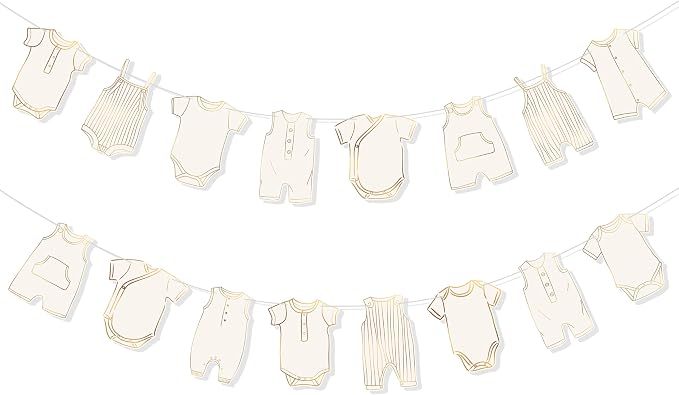 Boho Neutral Baby Clothes Banner Garland 2pcs Pre-Assembled Bunting Banners - Image 9