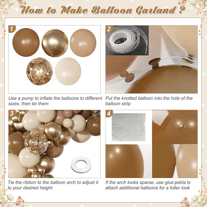 Brown Gold Sand White Balloons Garland Arch Kit 126Pcs | Neutral Brown Balloons - Image 7