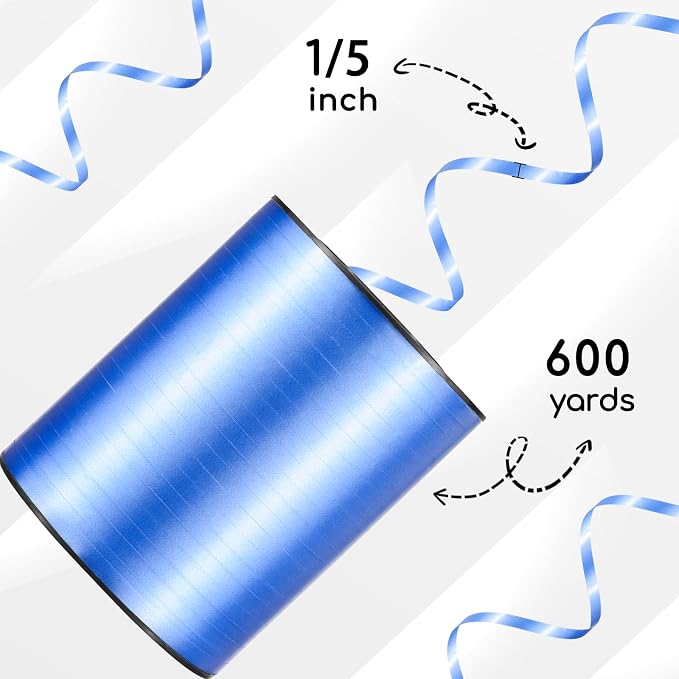 600 Yards Blue Curling Ribbon 1/5‘’ Blue Balloon String - Image 2