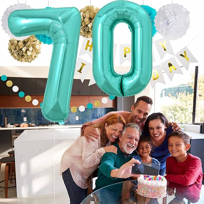 TONIFUL 40 Inch Large Teal Blue Number Balloons, Giant Jumbo Helium Foil Mylar - Image 6