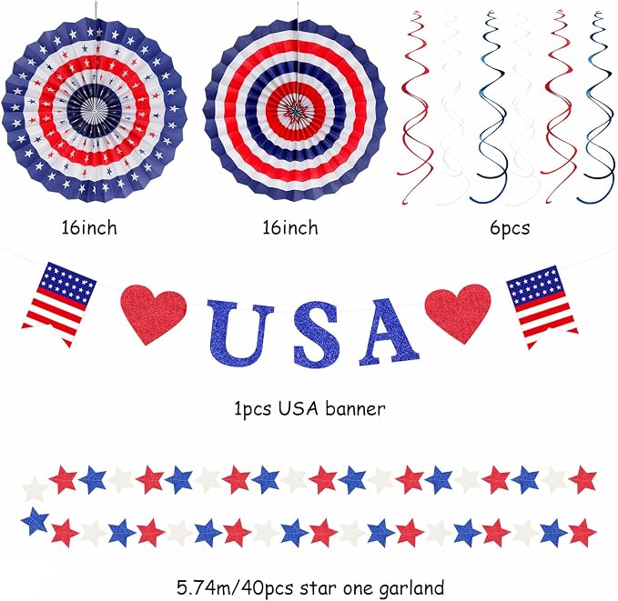 Red-White Blue Memorial-Day Patriotic Decorations - Image 7