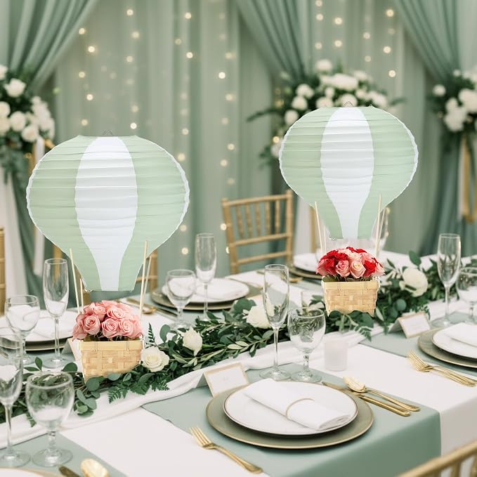 Meooeck 8 Sets Hot Air Balloon Tables Centerpieces, Sage Green | Classroom - Image 6
