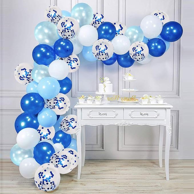 Royal Blue Confetti Latex Balloons - Image 7