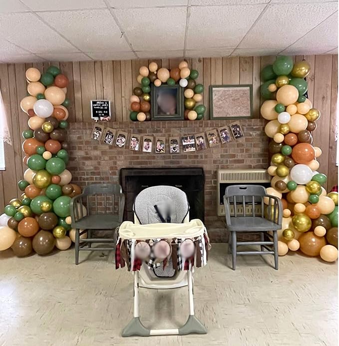 Green Brown Balloons 60 Pcs Jungle Safari Sage Green Brown Gold Cream Balloons - Image 9