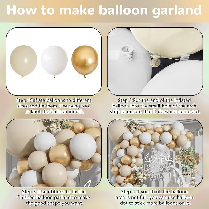 HILAVO White and Gold Balloon Arch Kit Nude White Beige Balloon Garland - Image 7