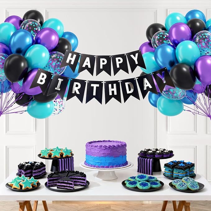 60pcs Blue and Purple Balloons 12inch - Image 8