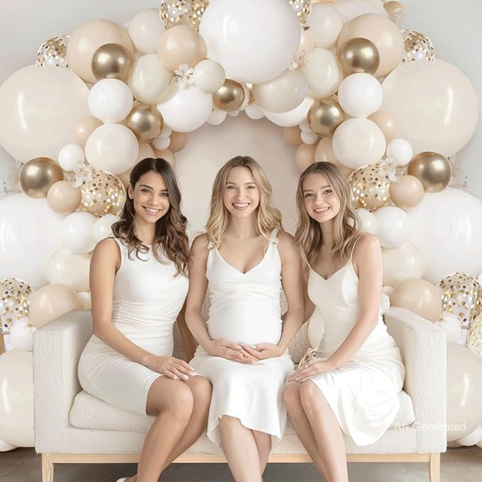Sand White Ivory Gold Balloon Arch Kit, Party Decoration | Light White Beige - Image 7