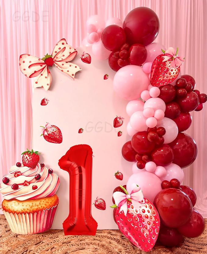 40 Inch 1 Red Number Balloons Mylar Foil Balloons 1st Birthday Party Decor | - Image 9