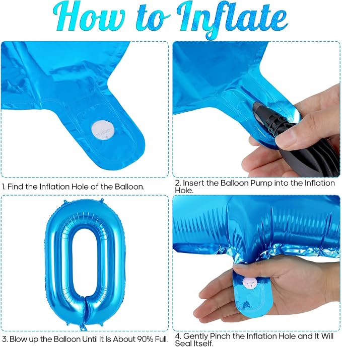Blue Number 0 Balloon 40 Inch, Big Large Foil Helium Number Balloons, Jumbo - Image 7