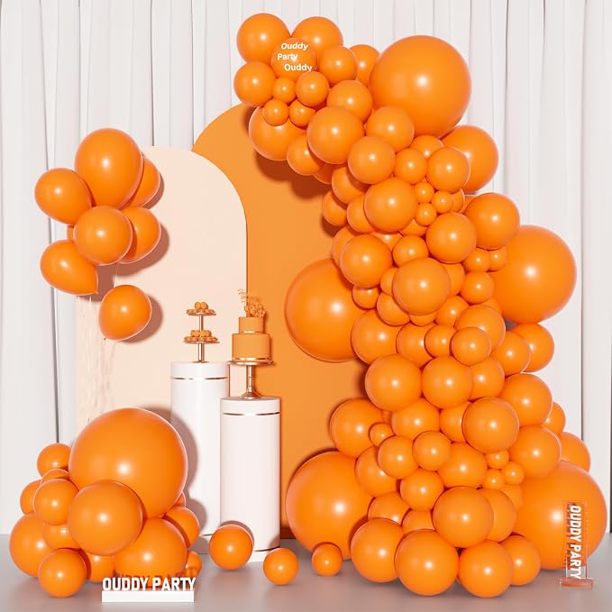 Ouddy Party 129Pcs Orange Balloons Different Sizes 18 12 10 5 Inch, Latex - Image 7