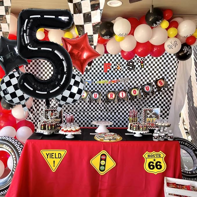 TONIFUL 40 Inch Race Car 5th Birthday Balloons - Image 6