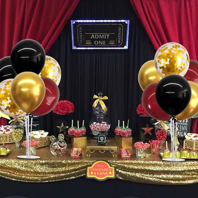 TONIFUL 4 Set Burgundy Red Black Gold Balloon Stand Centerpiece - Image 6