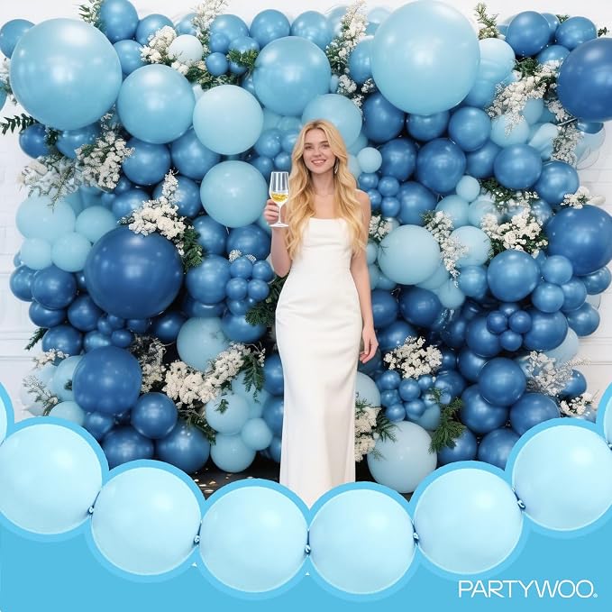PartyWoo Baby Blue Linking Balloons 100pcs 12 Inch Blue Link Balloons | - Image 8
