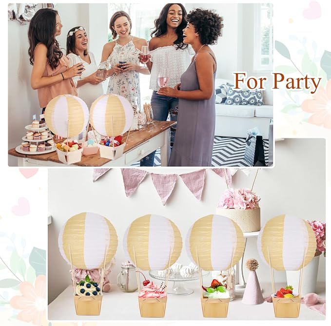 24 Set Hot Air Balloon Table Centerpieces Baby Shower Party Decoration Paper - Image 6