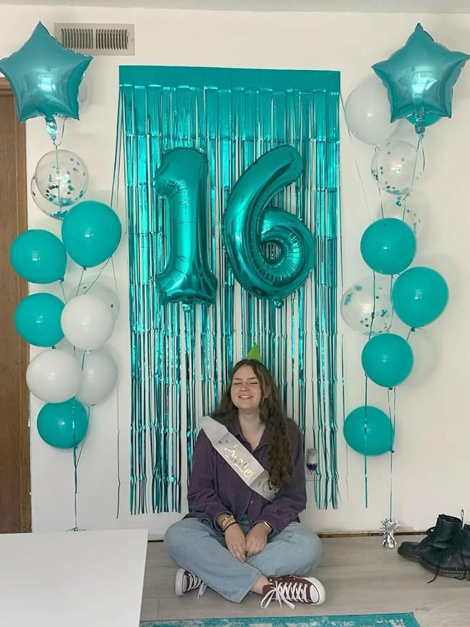 Teal Blue Number 9 Balloon 40 inch, Balloon numbers party supplies, deco photo - Image 6