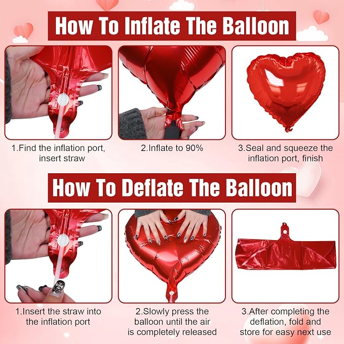 Red Heart Balloons, 18Inch Helium Polyester Film Balloon - Image 7