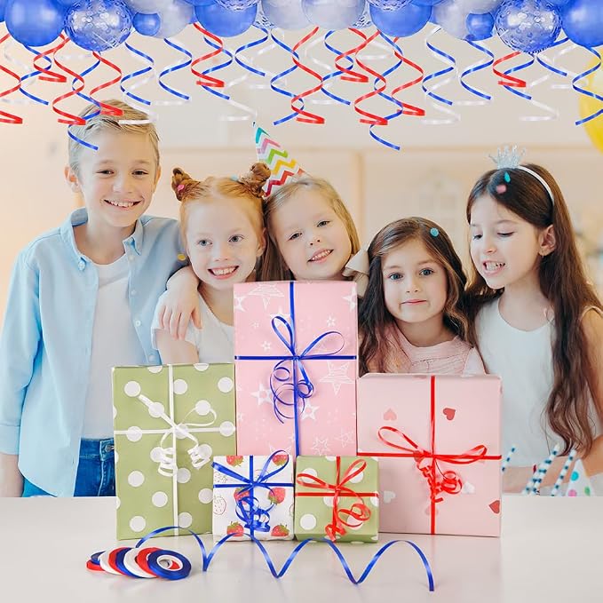 15 Rolls Patriotic Ribbons Red White Blue Curling Ribbon Balloon String Roll - Image 4