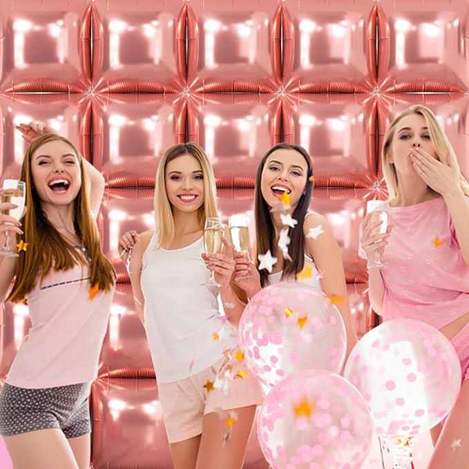 NISOCY 25PCS Rose Gold Square Foil Balloons Wall Backdrop | Double Sided - Image 8