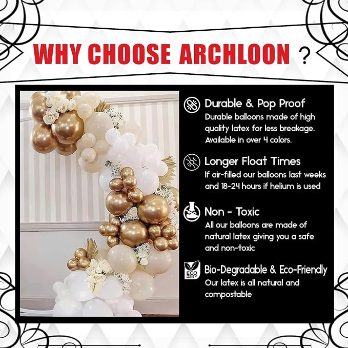 Archloon White Sand Gold Balloons Garland Arch Kit - Image 9