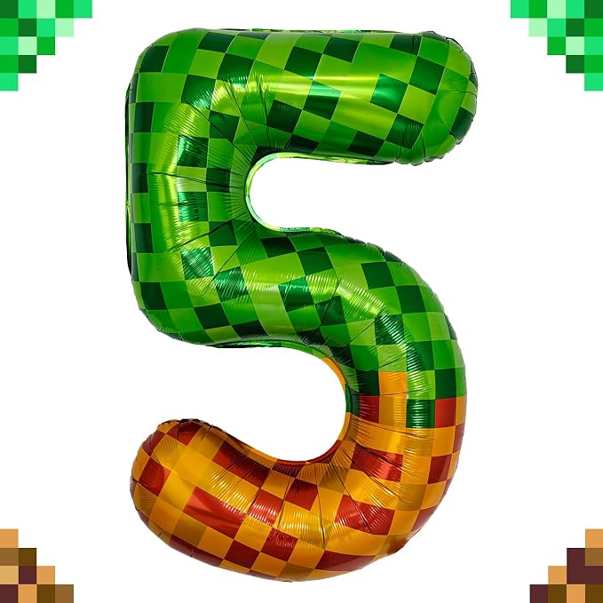 Pixel & TNT Theme 40in Giant Number Balloons - Image 7