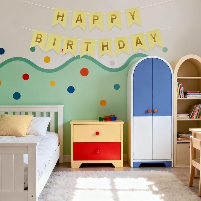 ZHENGYE Happy Birthday Banner Yellow Birthday Decoration Sign Birthday Party - Image 4