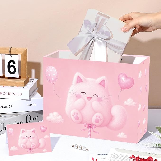 Cute Chubby Pink Cat Gift Bag - Image 7