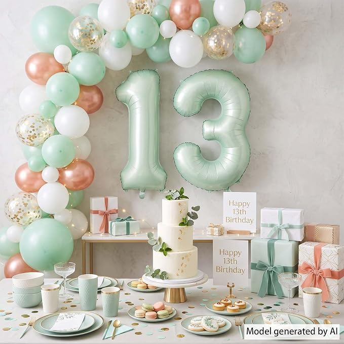 Olive Green Number 13 Balloon 40 Inch, Boho Hanging Sign - Image 7