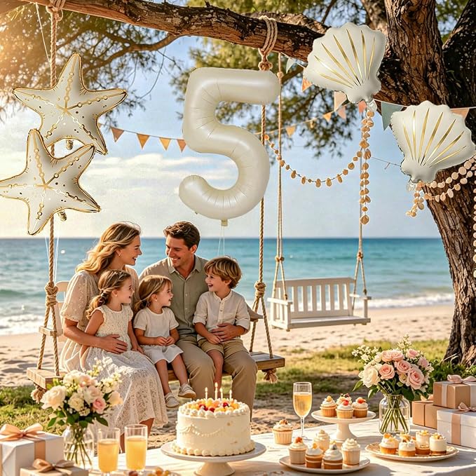 5 Pcs Starfish Seashell Balloons Set Under the Sea Party Decorations | 40 Inch - Image 7