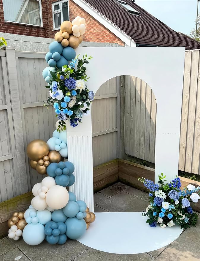 Dusty Blue Balloon Arch Garland Kit, Slate Fog, Baby Blue and Gold Balloons - Image 6