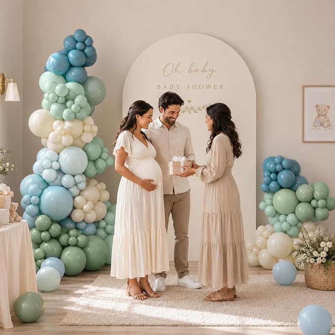 Dusty Blue Sage Green Balloon Garland Arch Kit - Image 7