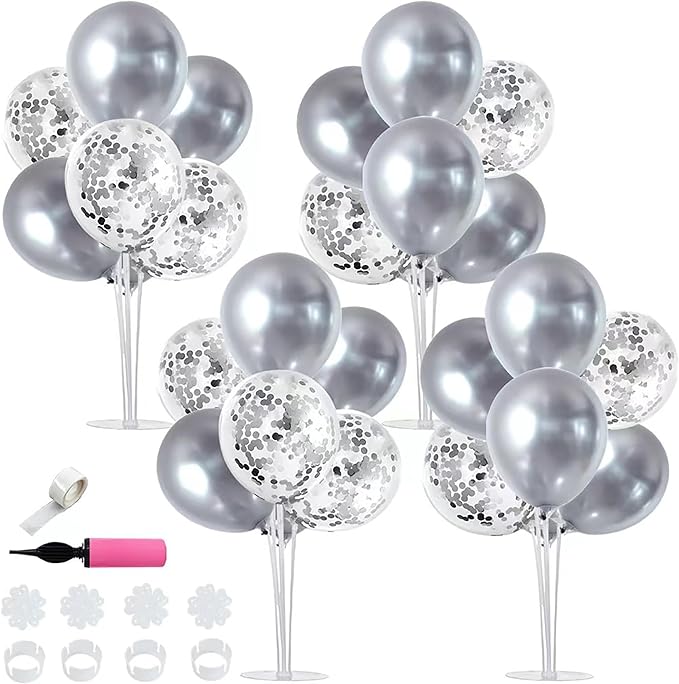 TONIFUL 4 Set Silver Balloon Stand Balloon Centerpiece - Image 7
