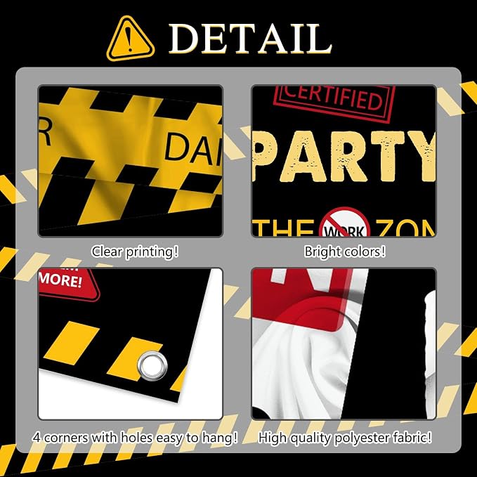 Happy Retirement Banner Caution Logos Retirement Party Decorations Funny Legend - Image 9