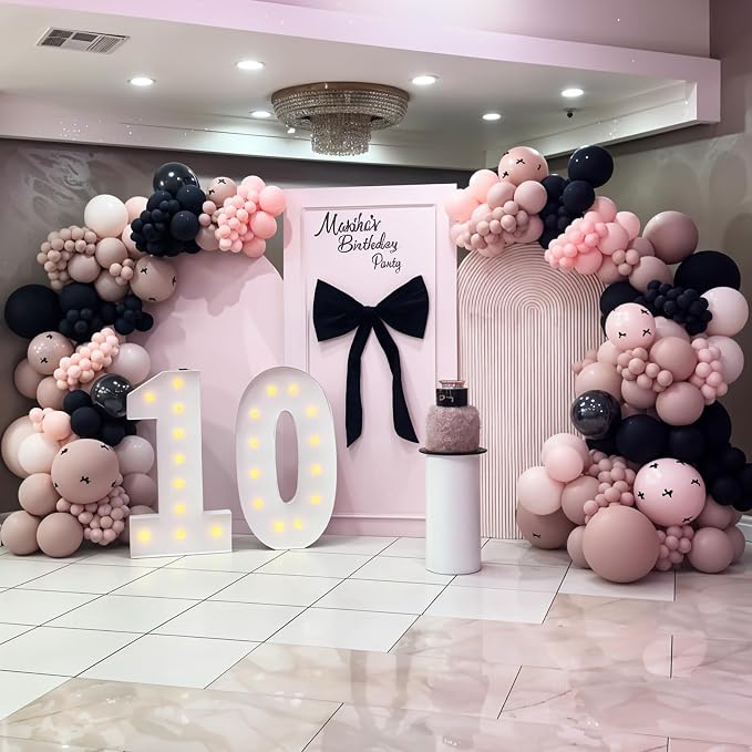 HILAVO Pink and Black Balloons Arch Kit Bow Balloon Garland Coquette Bow - Image 6