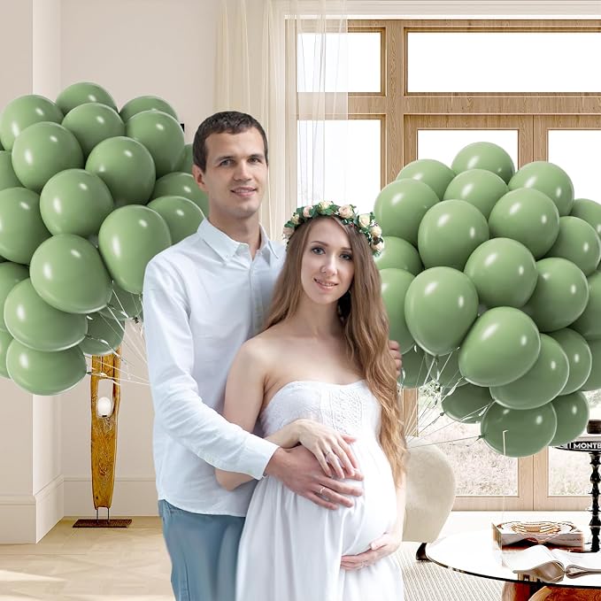 Sage Green Balloons 12 inch, Light Pastel Green Latex 50pcs Party Balloons | - Image 7