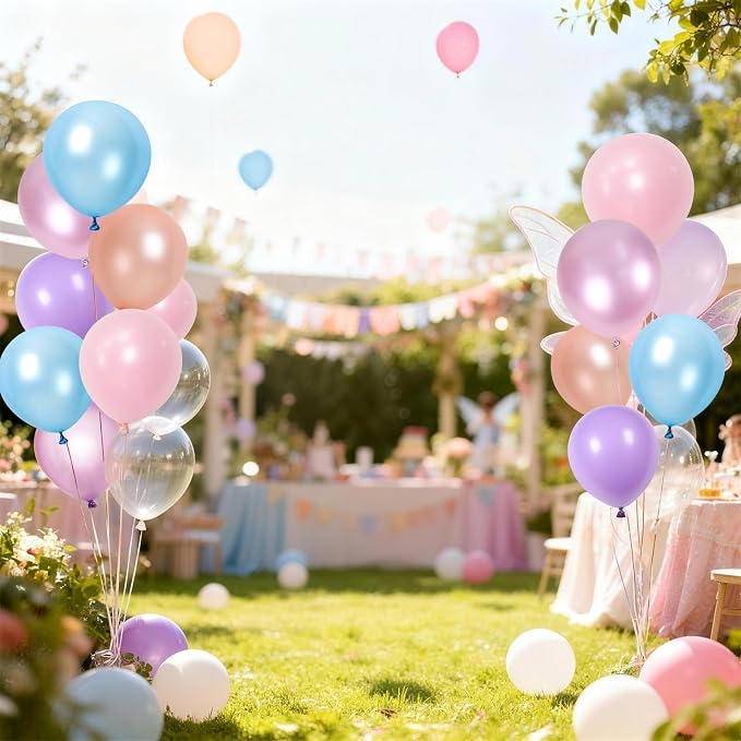 Pastel Mermaid Balloons Set, Pearl Rose Gold Metallic Pink Purple Blue Latex - Image 8