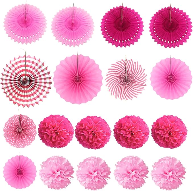 Party Decoration, Pom Poms Flowers, Garlands String Polka Dot and Triangle - Image 7