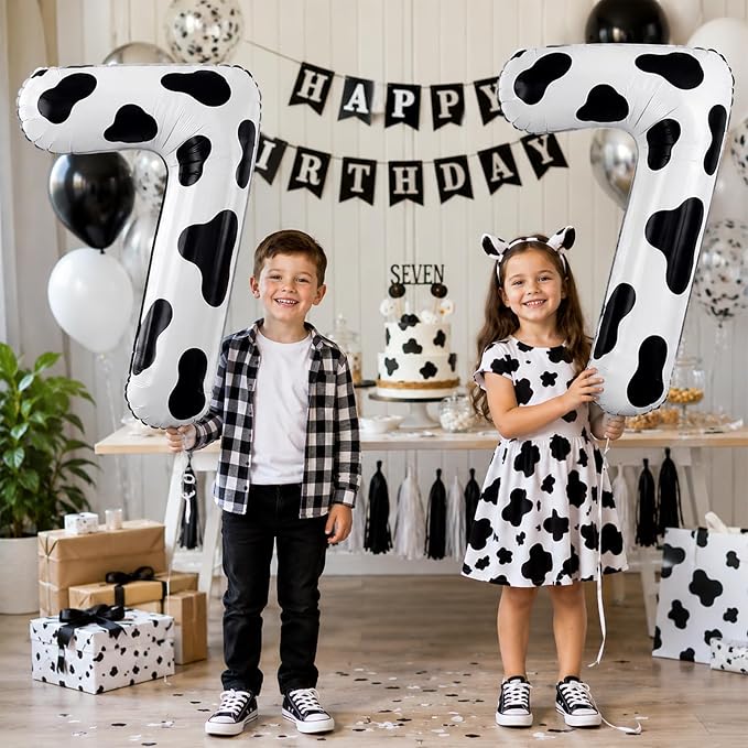 Cow Print Number Balloons 6, 40inch Large Farm Digital 6 Foil Helium Balloon - Image 7