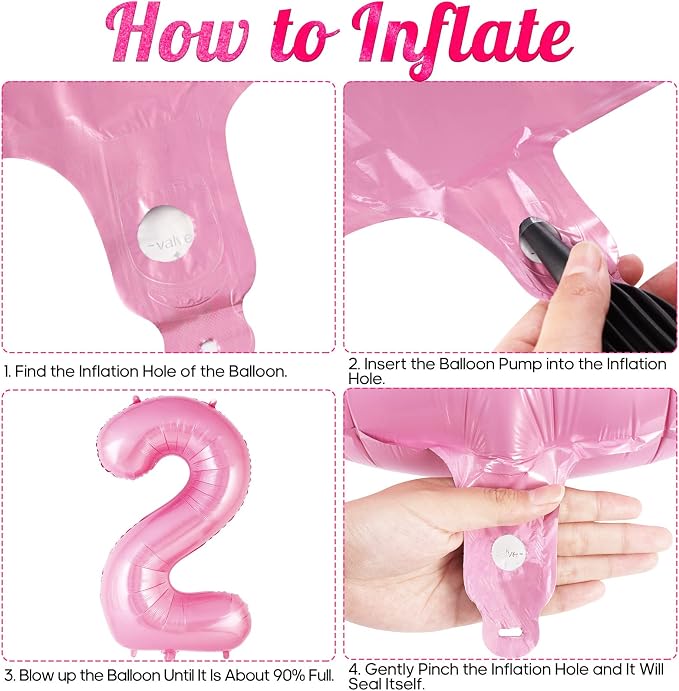 Pink Number 2 Balloon 40 Inch, Big Large Foil Helium Number Balloons, Jumbo - Image 7