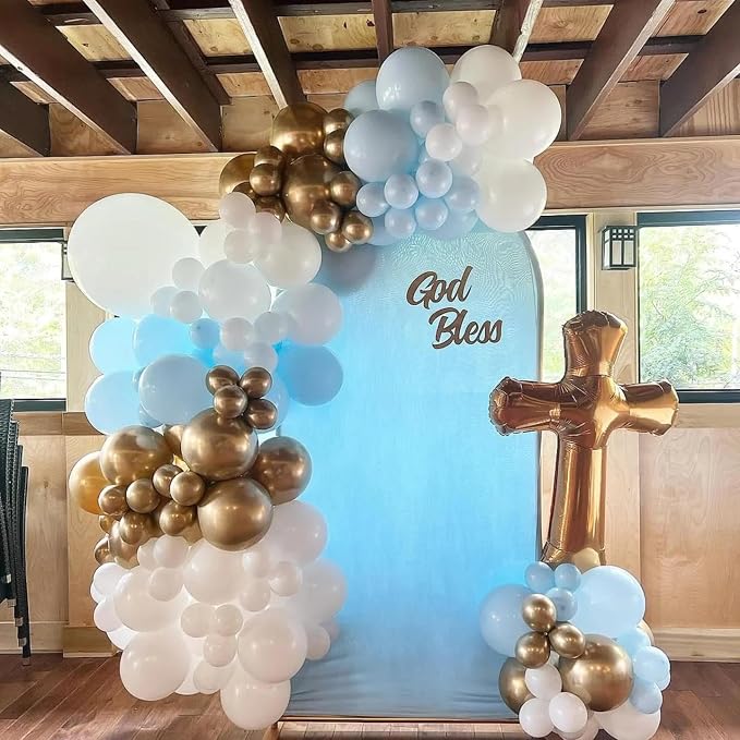 First Communion Blue Balloons Arch Kit 160Pcs, Baptism God Bless Balloon - Image 8