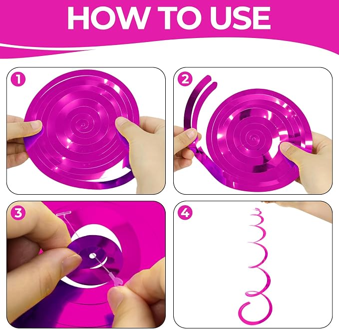 24 PCS Hot Pink Hanging Swirl, Fuschia Sparkle Ceiling Hanging Decorations - Image 7