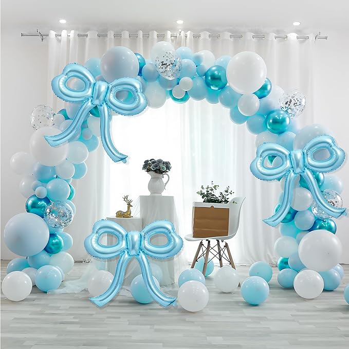 4 Pcs Blue Bow Balloons Bow Birthday Party Decorations - Image 7