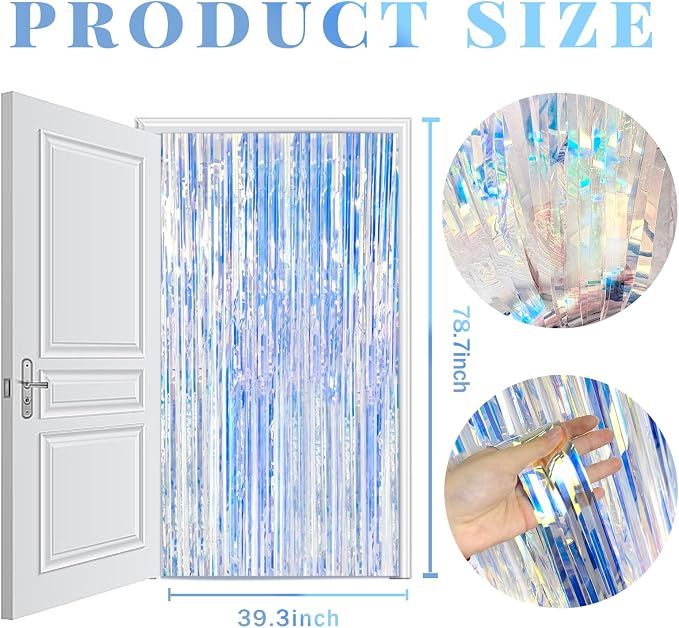 10 Pack Foil Curtain Backdrop Iridescent Metallic Tinsel Foil Fringe Curtains - Image 7
