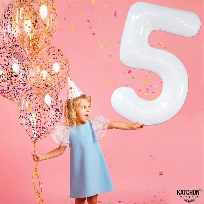 KatchOn White Number 5 Balloons - Image 7