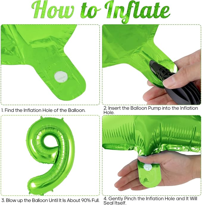 Green Number 9 Balloon 40 Inch, Big Large Foil Helium Number Balloons, Jumbo - Image 7