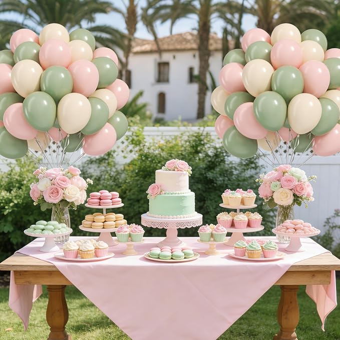 60pcs Pink and Green Balloons 12inch - Image 7