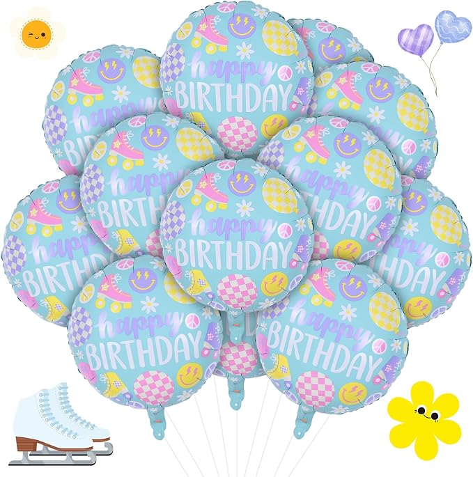 Roller Skate Foil Balloons Set, Pastel Helium Balloons - Image 9