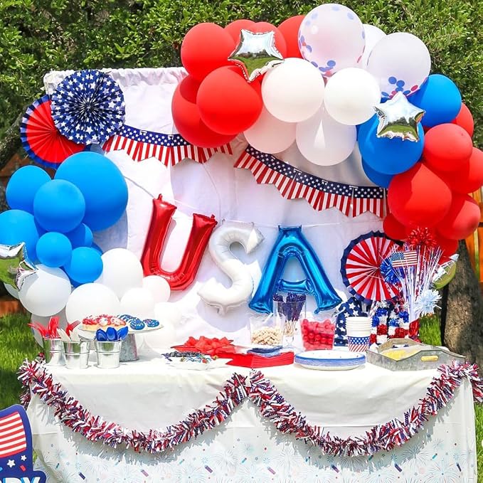 100pcs Red White and Blue Latex Balloons 12 Inch 4th of July Balloons - Image 7