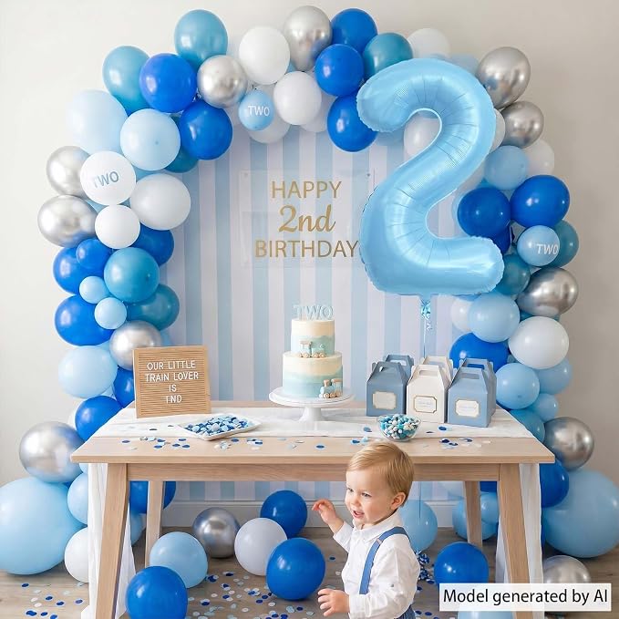 Pearlescent Blue Number 2 Balloon 40 Inch, Shiny Foil - Image 7