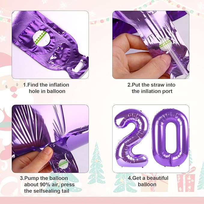 2026 Balloon Numbers Party Decorations, 40In Purple Balloons | Eye-catching - Image 6