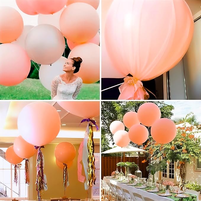 PartyWoo Pastel Orange Balloons 4 pcs 36 Inch Extra Large Big Jumbo Giant Baby - Image 6
